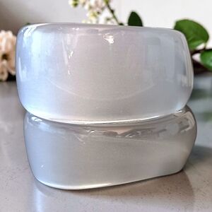 2 Vintage Moon Glow Acrylic Bangle Bracelet Wide Cuff Chunky Iridescent Freeform